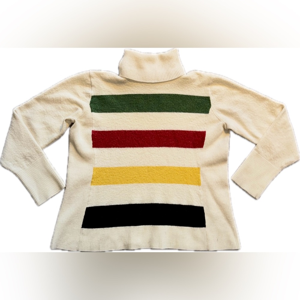 Pendleton Glacier Park Turtleneck Sweater with Bold Stripes Girls Large